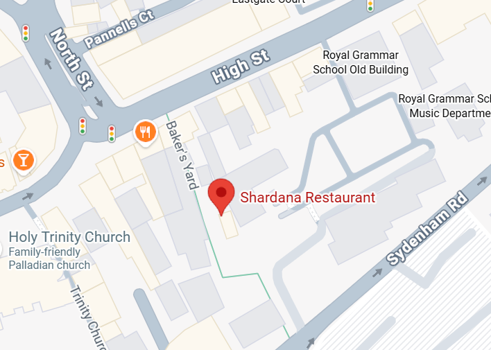 Map showing Shardana at Bakers Yard, Guildford